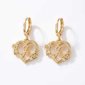 Heart & Letter & Flower Design Dangle Earrings (1 Pair) High Quality Earrings, Casual Fashion Jewelry for Party & Daily Clothing Decor, Trendy All-match & Exquisite Jewelry for Birthday Gift
