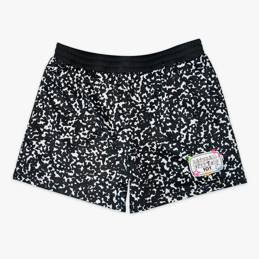 Composition Shorts, Men's Black White Mesh Shorts Basketball Gym Athletic Quick Dry Streetwear Summer Shorts