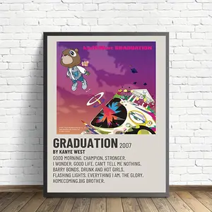 Unframed Graduation Bear Music Canvas Print Poster, Album Cover Canvas Wall Art, Artwork Wall Painting For Bathroom Bedroom Office Living Room Wall Decor, Home Decoration