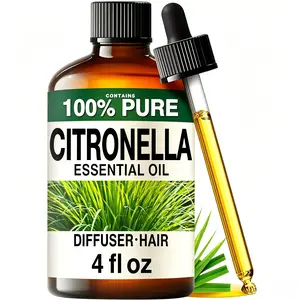 KUKKA Citronella Essential Oil - 4 Fl Oz Pure Citronella Oil for Hair, Skin, Diffuser, Aromatherapy & DIY Soap Making Scent