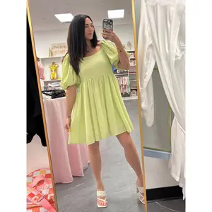 Gingham Puff Sleeve Mini Dress