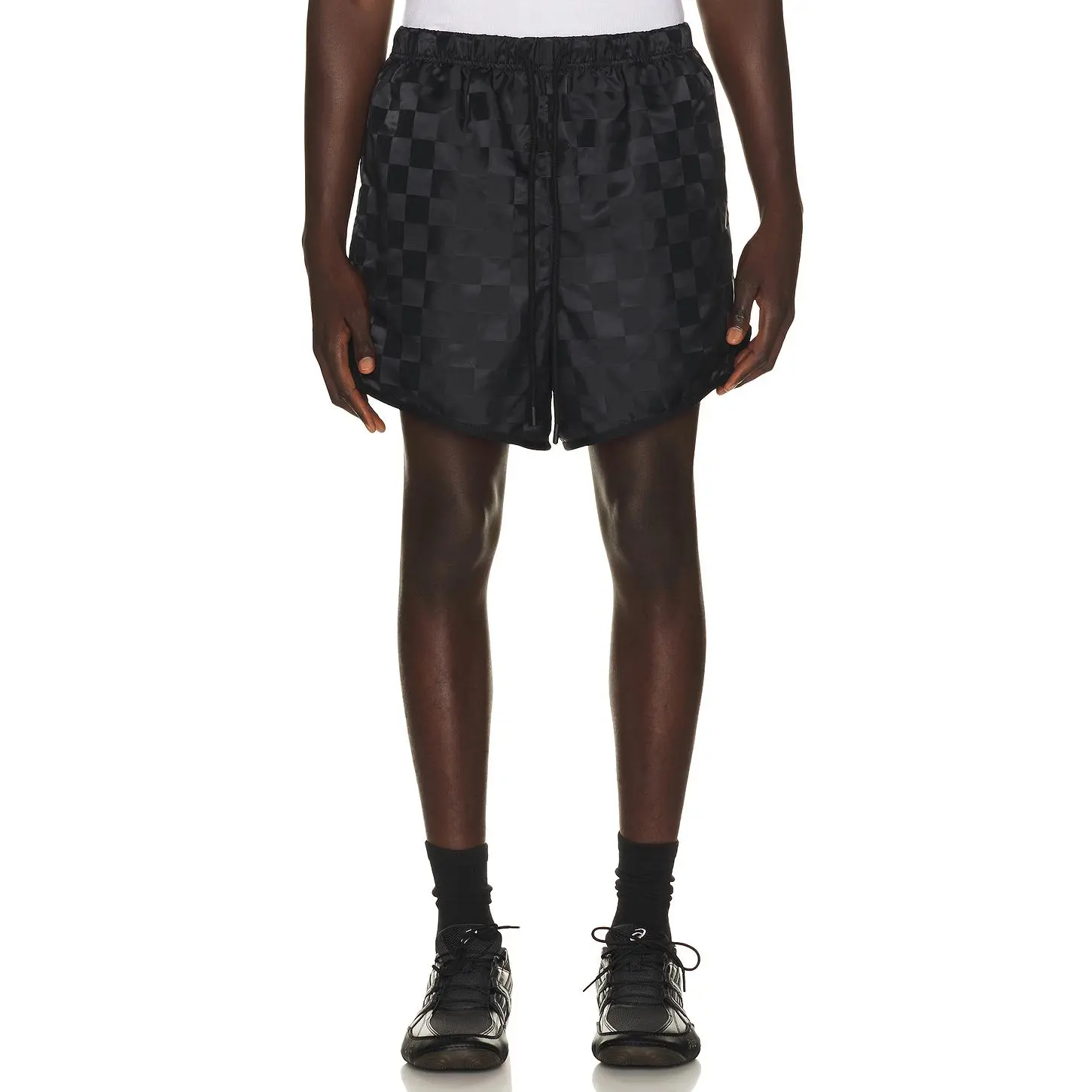 Fear of God ESSENTIALS Checkered Gym Short in Vintage Black