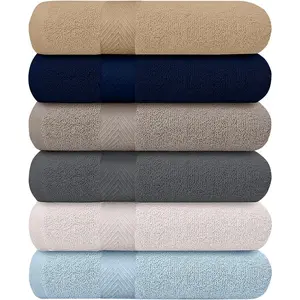 KAHAF Collection 6-Pack Bath Towels - Lightweight - Extra Absorbent - 100% Cotton - Shower towels (Multi, 27 inchesx54 inches)