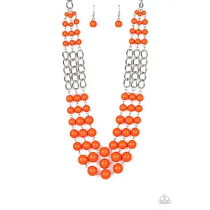 A La Vogue - Orange Bubbly Bead Necklace - Paparazzi Accessories