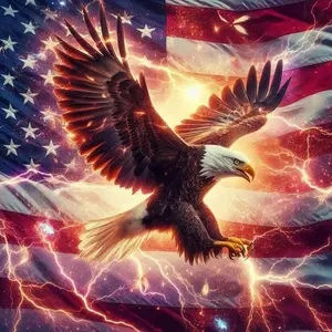 5D DIY Diamond Art Painting Kit, Eagle Lightning Flag Mosaic Design, Canvas Art Wall Decor, Perfect Gift for Birthday, Anniversary