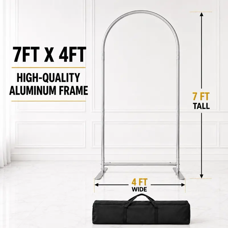 EPD 7FT × 4FT Aluminum Arch Backdrop Stand with Carry Bag | Reusable Event Frame for Weddings, Birthdays, Baby Showers, Anniversaries, Graduations, Photo Booths, Business Displays & Party Decor Flower Balloon