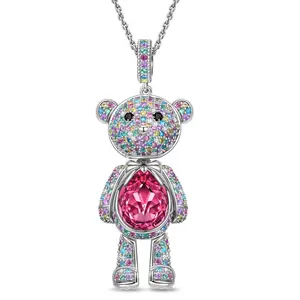 GONA Forever Teddy Bear Pendant Rope Chain Necklace for Her - Meaningful Gift Personal Talisman Adjustable Length Charm Accessory Granddaughter Gift