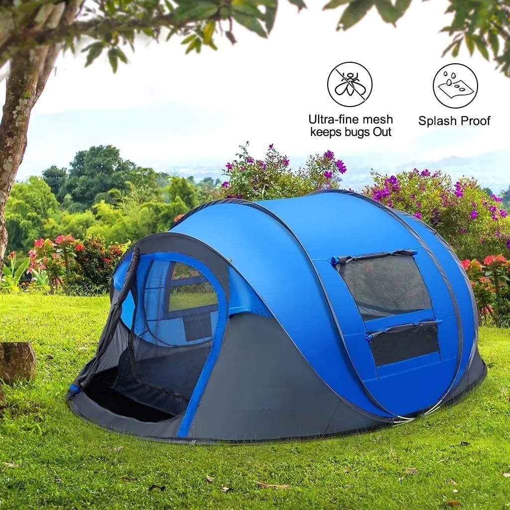 4 Person Easy Pop up Tent Automatic Setup 2 Doors-Instant Family Tents for Camping Hiking & Traveling