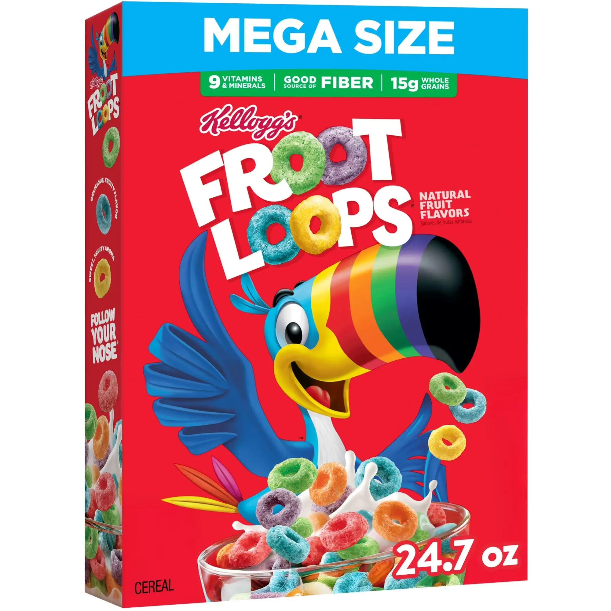 Froot Loops Breakfast Cereal, 15g Whole Grains, Good Source of Fiber, 24.7 oz Froot Loops Breakfast Cereal, 15g Whole Grains, Good Source of Fiber, 24.7 oz