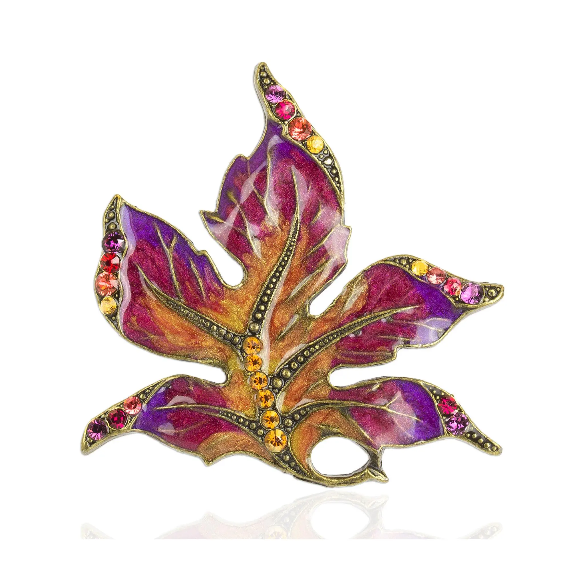 Anne Koplik Crystal Fall Leaf Pin