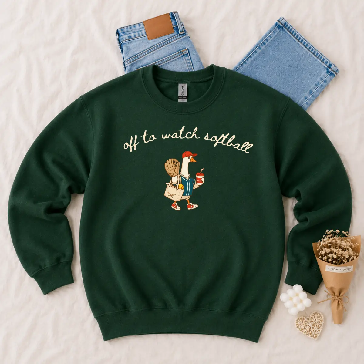 Off To Watch Softball Sweatshirt, Cute Goose Softball Mom Black Crewneck, Funny Goose Game Day Softball Pullover, Sports Fan Gift Shirt Womenswear