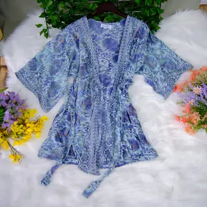 Silk Short Bohemian Kimono, Upcycled Fashion, Beach Kimono, Boho Cardigan, Short Kimono Robe, Beach cover up, Handmade Summer Jacket, Gift  for Her, Holiday Fashion, Loungewear, Bridesmaid Robe