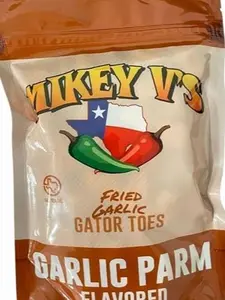 Mikey V's Garlic Parmesean "Gator Toes", Deep Fried Garlic Snacks, 3.9oz.
