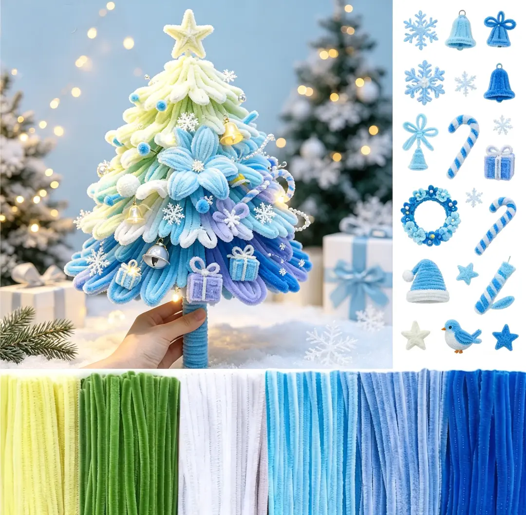 500‑Piece 12 Inch(30cm) Flexible Durable Chenille Stems, Assorted Bright Colors, Christmas DIY Art Craft Supplies for Xmas Ornaments, Home Decor & Valentine’s Day Gifts