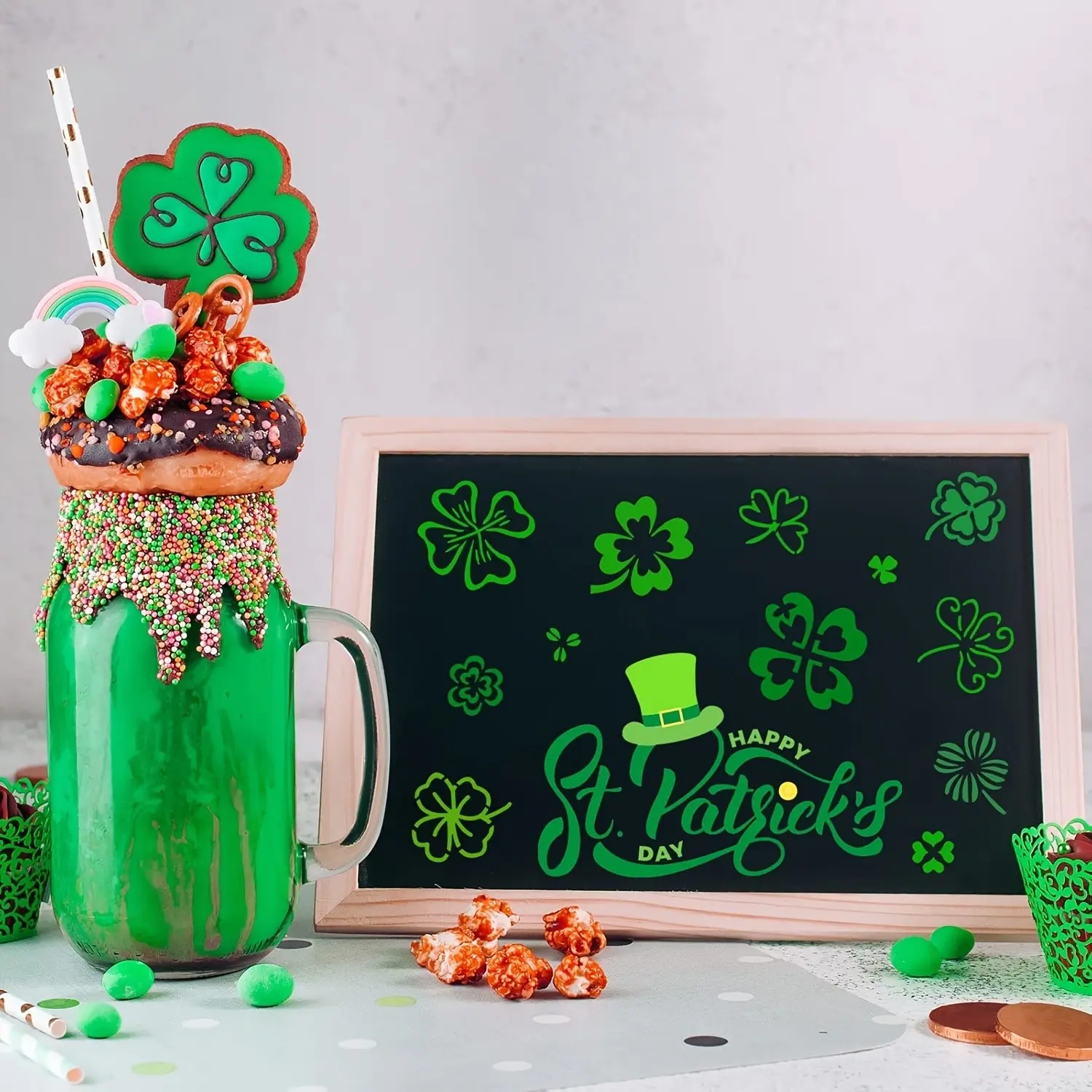 8 Pack Reusable St. Patrick's Day Shamrock Templates for DIY Crafts, Elegant Spring Window Glass Wall Decor Ideas, Window Decorations Supplies