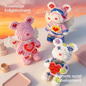 Multicolor Surprise Gift Bear 3D Animal Shape Puzzle Building Blocks Bricks Decoration, Home Office Bookshelf Decor, Party Living Room TV Stand Display