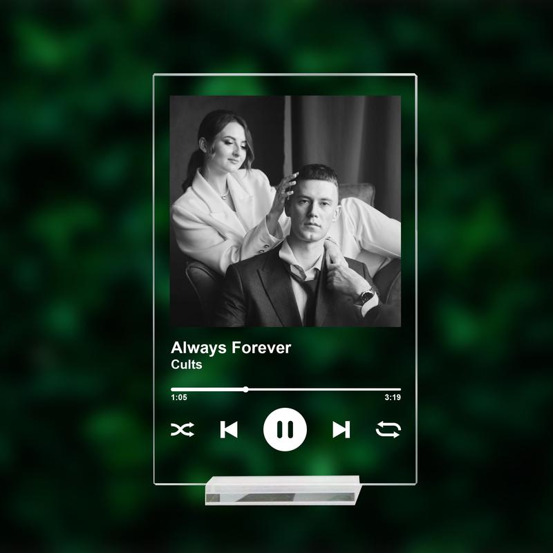 MIRACLE PRINTS Personalised Song Plaque With Stand, Custom Music Plaque, Any Photo / Song, Any Playlist, Photo and Music Gift, Music Prints, Personalized Photo Frame, Album Cover Song Plaque, Mother's Day Gifts, Gift for Mom, Acrylic plaque Decor