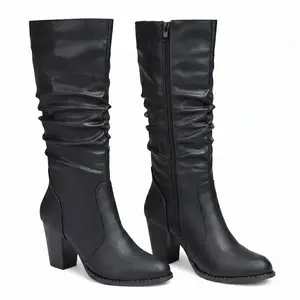 Women's Forever Charming Heights Knee-High Boots - White Leather Shoe with Zipper Closure, Comfortable Heel, Soft Design, Casual Footwear for Stylish Elegant Women
