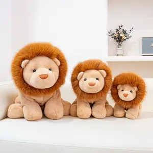 Cute Plush Lion Stuffed Animal Toy, Multisize Forest Animal Figurine, Sofa Pillow Gift for Friends' Birthday Holiday New Year