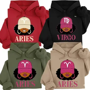 [Full 12 Zodiac] Zodiac Slay Girl Hoodie – Glitter Astrology Hat Graphic for Adults, Full Horoscope Star Sign Collection with Bold Zodiac Letter Design, Unisex Astrology Gift for Men & Women