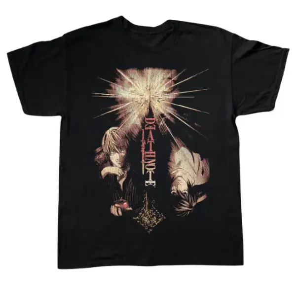 Battle of Minds T-Shirt, Death Note Shirt, Manga Anime Tshirt, Anime Clothing, Vintage Graphic Tees, Unisex Gothic Grunge Y2k Emo Scene Amity Affliction Style Clothes Gifts for Men Women Streetwear Menswear Womenswear