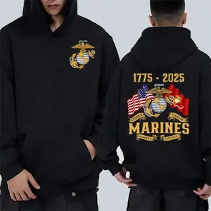Marines 250th Anniversary Hoodie, 1775-2025 Marine Corps Sweatshirt, Semper Fidelis Always Faithful Military Veteran Gift