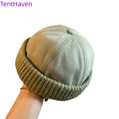 Men's & Women's Cotton Cap - 2026 Autumn Winter Melon Skin Landlord Style, Korean Brimless Sailor Design, Casual Streetwear Headwear, Microfiber Cotton Material, 1 Size Fit, Fashionable Daily Sports & Outdoor Accessory, Cotton Caps, Fashionable Hats