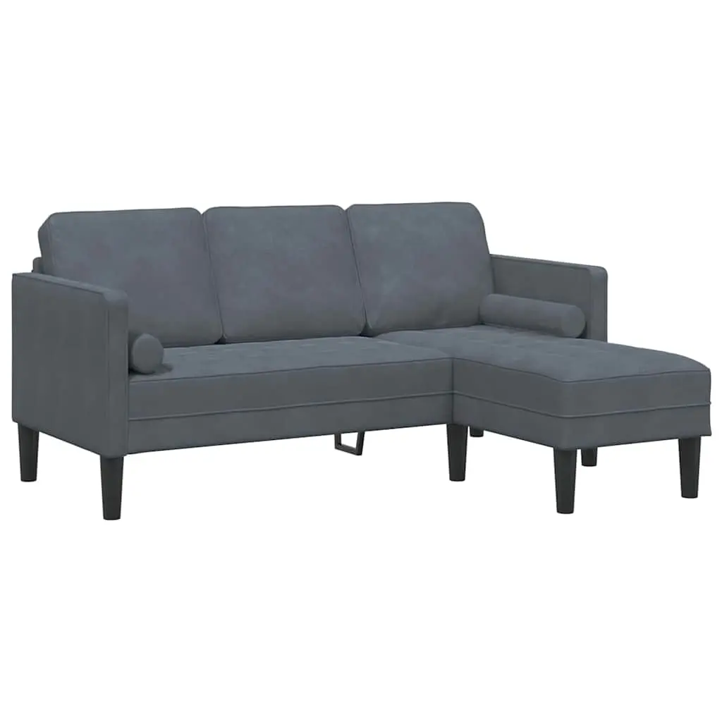 vidaXL Sofa Set with Cushion Dark Grey Polyester, Chill in style with this modern sectional sofa set, comfy velvet seating, and modular design for your living room 42001926