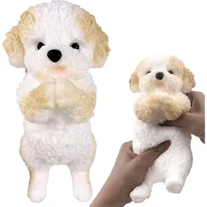 Hand Painted Dog Squishy Toys，Big Cute Ultra Soft Squeeze Fidget Puppy Toy for Stress Relief ,Kawaii Squishies Sticky Animal Toys for Adults Kids,Decompression Sensory Balls Toys (Teddy)