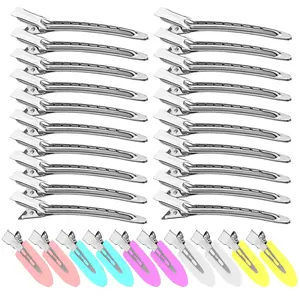 30PCS Metal Alligator Hair Clips Set | Duckbill Salon Styling Clips with Holes | Heavy-Duty Silver Hair Pins for DIY & Professional Use