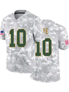 Men's Camo American Football Jersey, Breathable Embroidered Short Sleeve T-Shirt, Sporty Loose Fit Summer Top, #10 Design