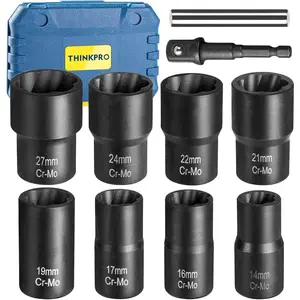 Lug Nut Removal Tool,10 Piece Lug Nut Extractor Set 1/2 Inch Drive, Easy Out Lug Nut remover for Damaged, Frozen, Studs, Rusted, Rounded-Off & Nuts Screws