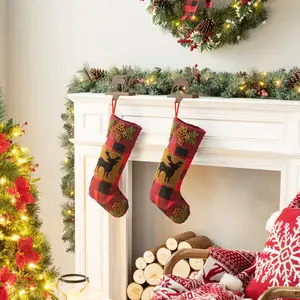 Glitzhome 6.50"H Wooden/Metal Reindeer Stocking Holder
