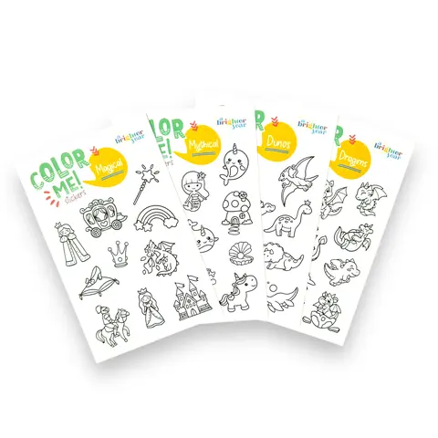 A Brighter Year Color-Your-Own Themed Labels & Customizable Stickers Kit - 34 Multiple Sets, Decorative Art Fun Stickers, Office Stationery Supplies for Teachers, Printed Pages Included