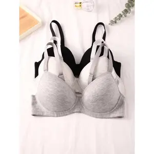 Women's Solid Push Up Bra, Adjustable Strap Underwire Bra for Daily Wear, Comfortable Breathable Lingerie for All Seasons, Breathable Fit Bra