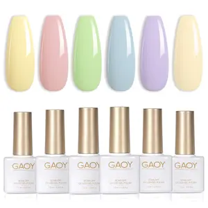 GAOY Macarons Pastel Pink Blue Gel Nail Polish Set, 6 Colors Green Yellow Nude Spring Soak Off UV Light Cure Gel Polish Kit for Salon and Nail Art DIY at Home