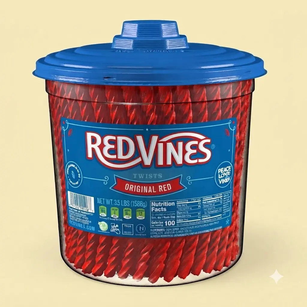 Red Vines Twists Original Red Chewy Candy 3.5 lbs Bulk Jar Fat Free Low Sodium Red Licorice Movie Night Sweet Snacks