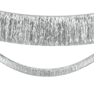 9 Ft. Silver Ready-to-Hang Metallic Tinsel Fringe Garland