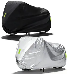 Heavy Duty 190T Waterproof Motorcycle Cover All Weather Outdoor Motorbike Protector with Lock-Holes Storage Bag Fits Most Motorcycles Scooters Dirt Bikes