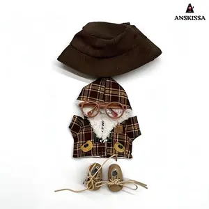 6-inch to 6.69-inch Handmade Doll Clothing Set [Four-piece] - Hat, Clothes, Dad Boots, Glasses - Ideal for Collectors Kuromi Fashion Doll Outfits and Sweater Doll Set Doll Outfit Set Crochet