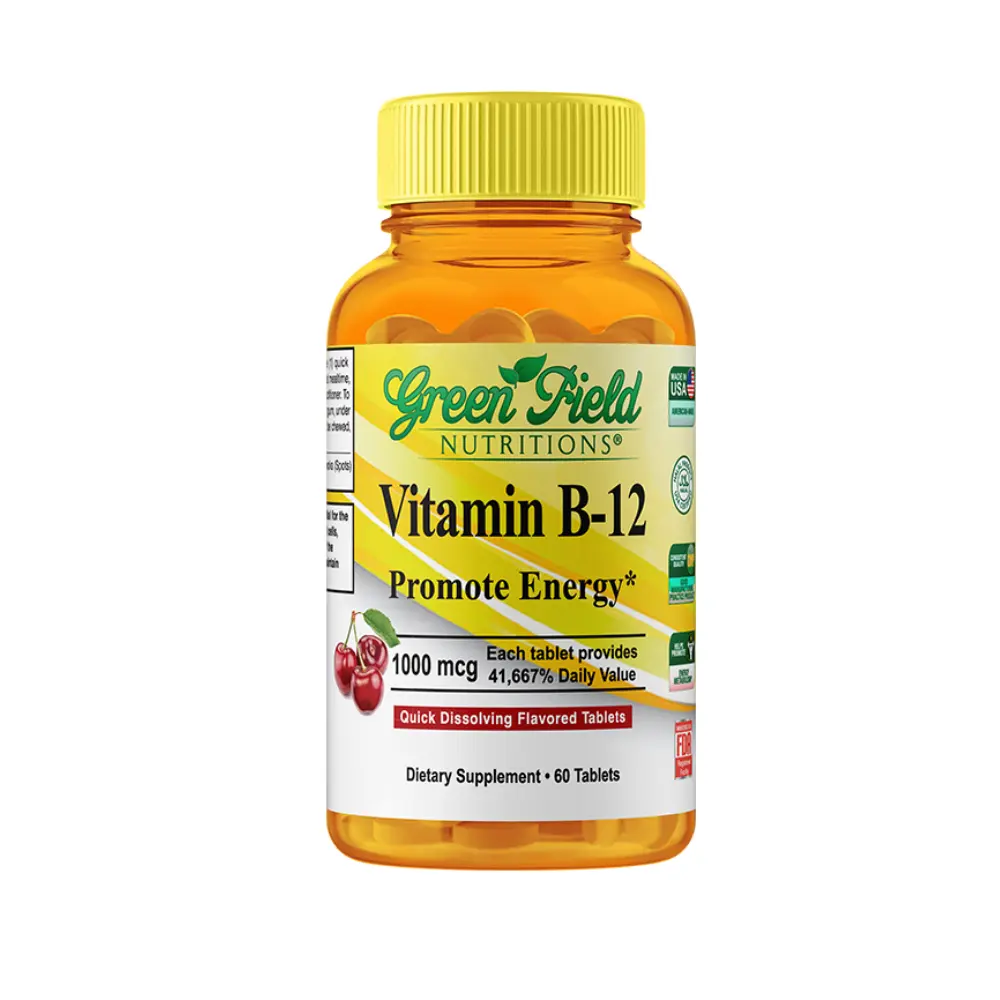 Greenfield Nutritions - Halal Vitamin B12 1000 mcg Vitamin, 60 Sublingual Tablets, Fast Absorption