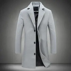 Men's wool blended round neck single breasted coat, winter warm windbreaker