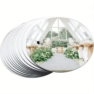 Decorative Tray Set, 20-Piece Acrylic Mirror Finish Round Trays, Candle Holders, Shatterproof, Table Centerpiece Decor, Wedding, Birthday, Party, Photography Props, Wedding Table Centerpieces, Home Decoration