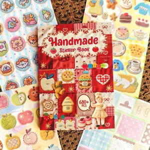 Vintage Cute Embroidered Sticker Book for Adults, 30 Pages 680+ Stickers, Decorative Scrapbook Stickers, Notebook for Sticker Records