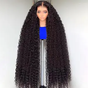 200 Density 13X6 Transparent Deep Water Wave Curly Human Hair Lace Frontal Wig 30 34 36 Inch 13X4 HD Lace Front Human Hair Wigs