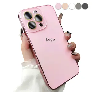 Luxury Shiny Electroplated Matte Acrylic Tempered Glass Case for Phone 17 16 15 14 13 12 11 Pro Max,Original Color Plating Phone Case All-Inclusive Ultra-Thin Frosted Case