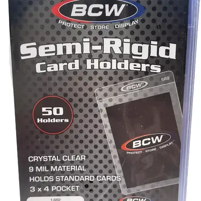 BCW Semi Rigid Card Holder #1 | 100 Pack | Semi Rigid Card Sleeves for