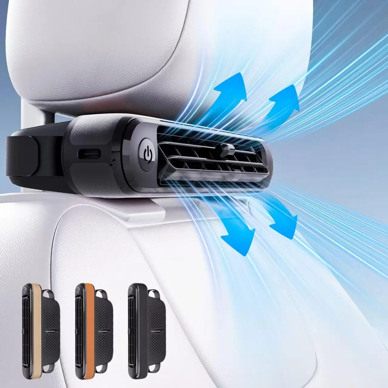 Usb Plug and Play, Car Seat Fan, Portable Wake-up Seat Cooler, Adjustable Vents, 3 Gear Wind Speed, Suitable for Most Cars, Suv, Rv, Boat