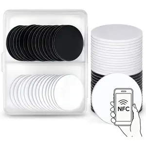 30 count NFC Tags, 25mm NFC Stickers Cards with Adhesive , Blank Rewritable Programmable NFC  Cards, 504 Bytes Memory Compatible with Amiibo and NFC Enabled Phones