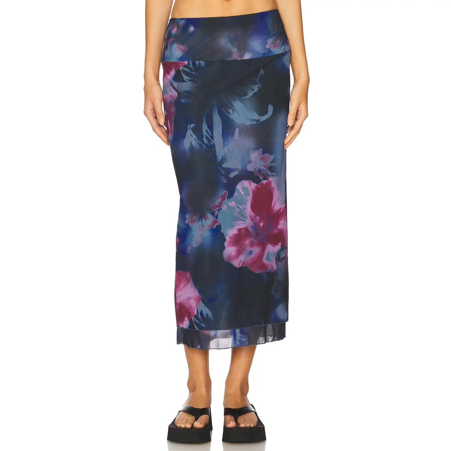 Free People Sunset Mesh Maxi Skirt in Night Combo